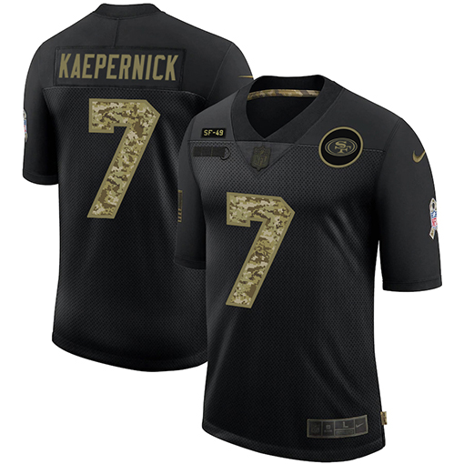 Men's San Francisco 49ers  #7 Colin Kaepernick 2020 Black Camo Salute To Service Limited Stitched Jersey